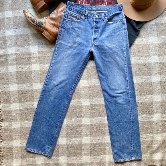Vintage Levi’s 501 High Waist Jeans Vintage Straight Leg Jeans Denim 1994 31/32 - Picture 2 of 7
